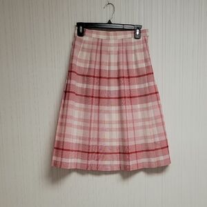 St Michael Plaid Pink, Red & White Pleated Women's Skirt Sz Small Academia